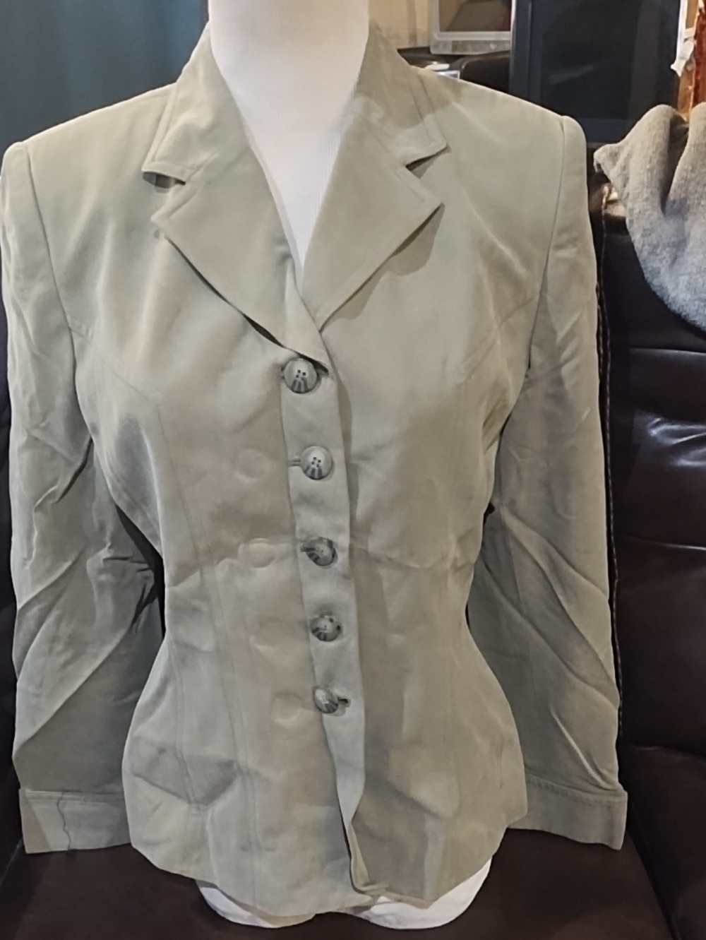 Amanda Smith Light Sage Green Tailored Button Blazer